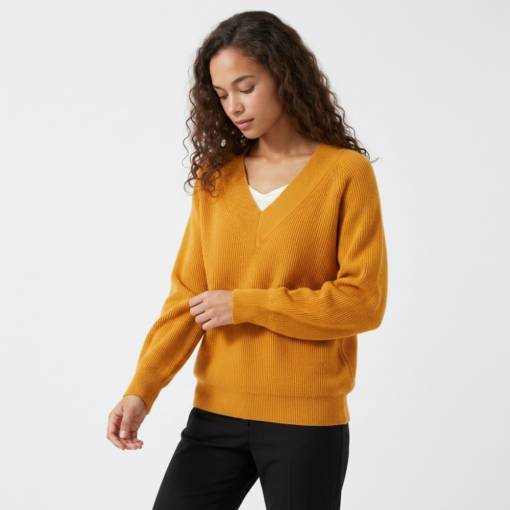 Stillridge – Cashmere Wool Sweater — Orange/Tan