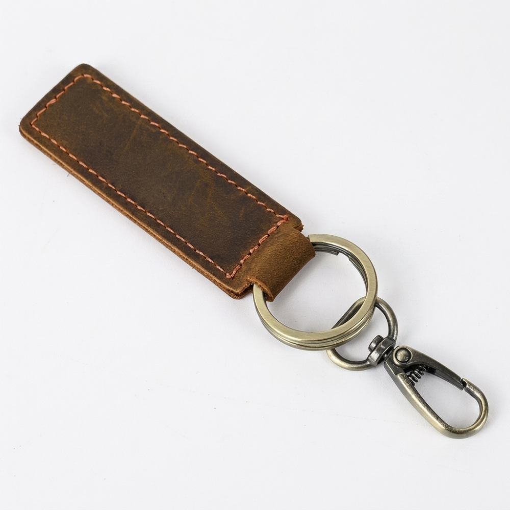 Ironloop – Leather Key Fob — Khaki