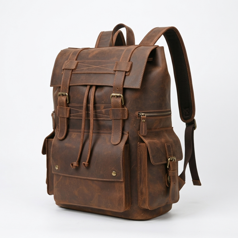 Ridgeborne – Leather Backpack — Coffee