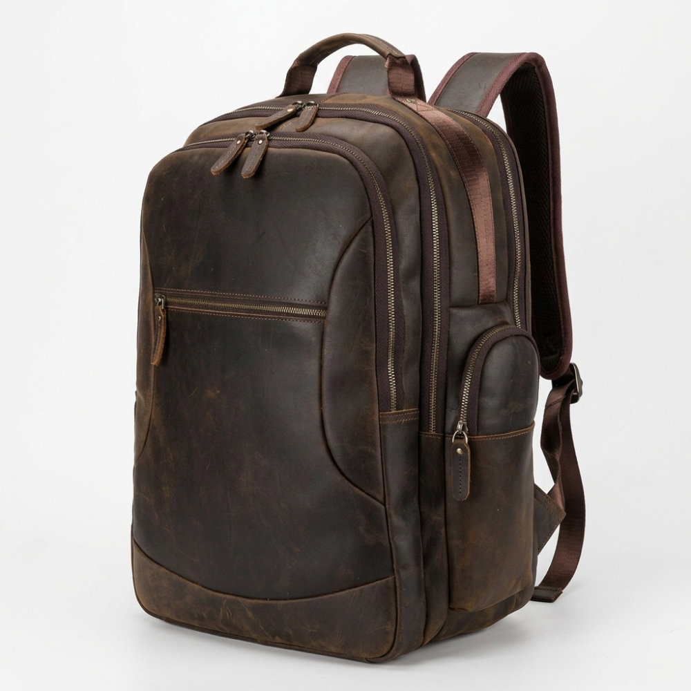 Packwell – Leather Backpack — Dark Brown
