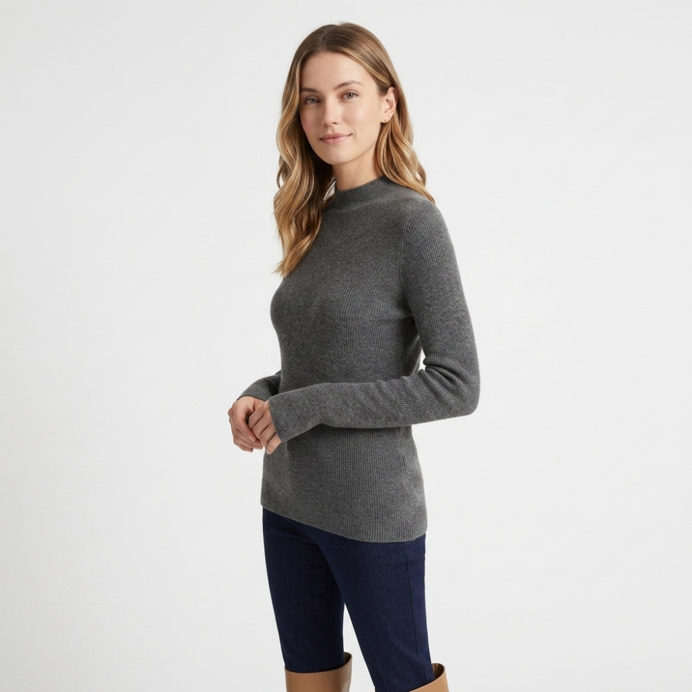 Caelum – Cashmere Mock Neck Sweater — Gray