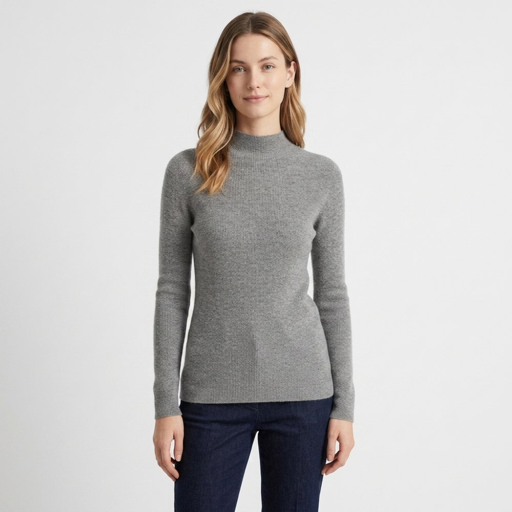 Caelum – Cashmere Mock Neck Sweater — Light Grey