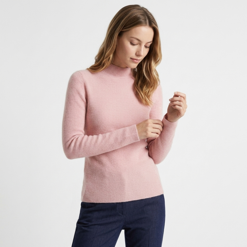 Caelum – Cashmere Mock Neck Sweater — Pink