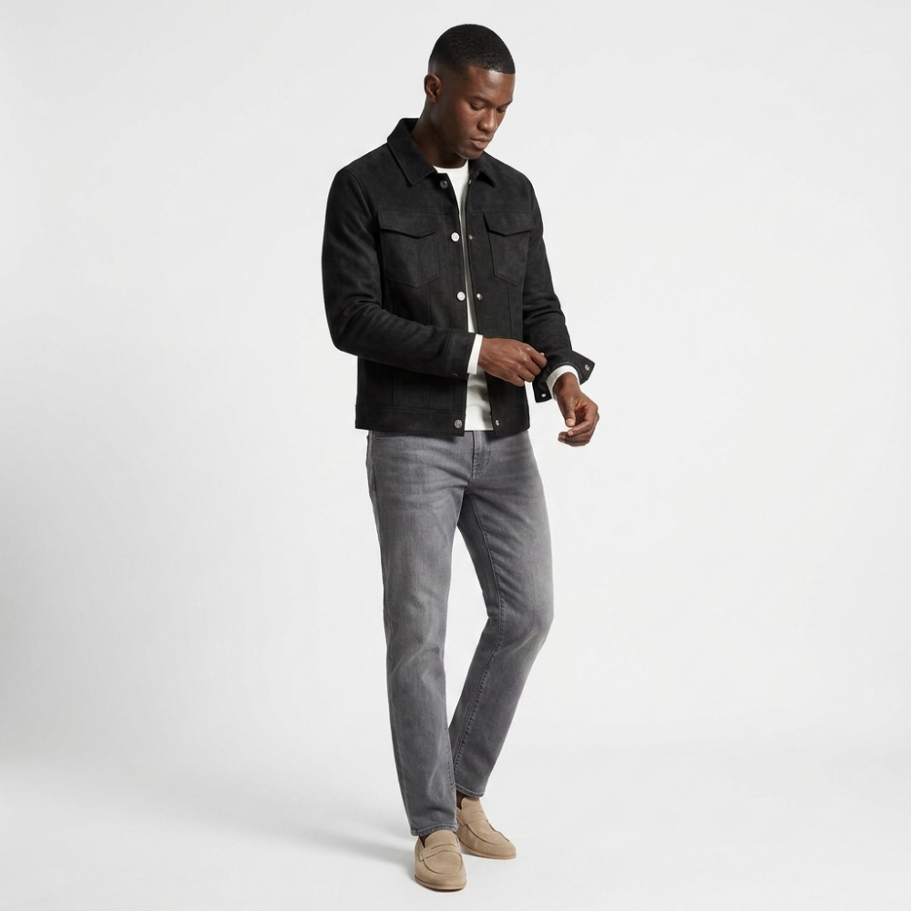 Massimo – Button-Up Jacket — Black