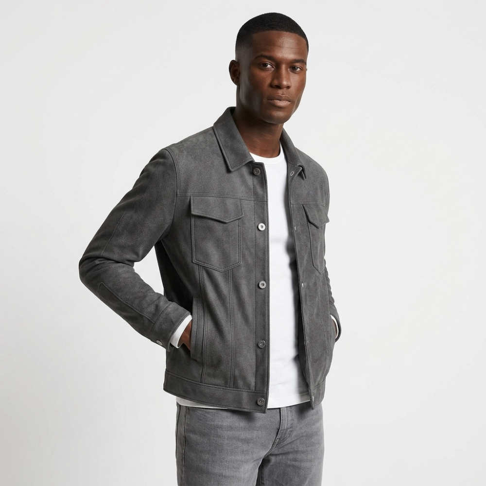 Massimo – Button-Up Jacket — Gray