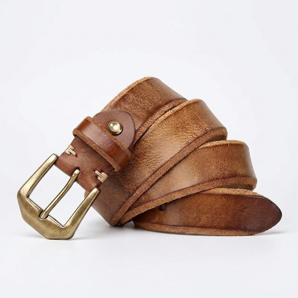 Basalt – Steel Pin Leather Belt — Camel