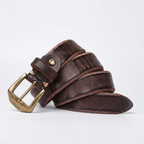 Basalt – Steel Pin Leather Belt — Dark Brown