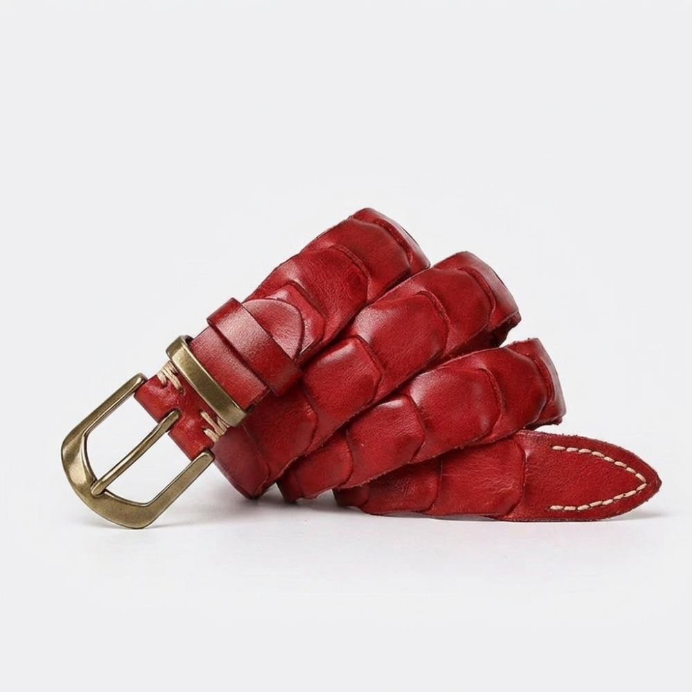Veldt – Woven Leather Belt — Red