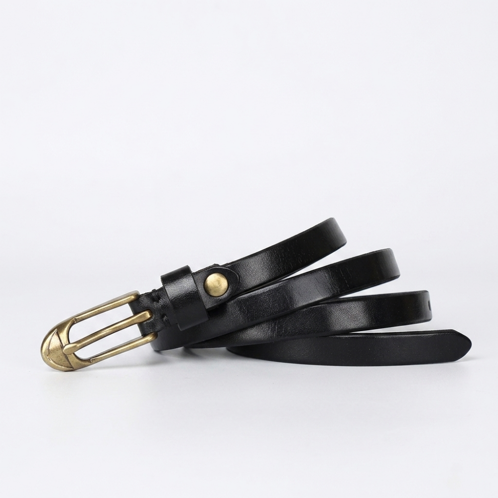 Wayland – Slim Pin Buckle Leather Belt — Black