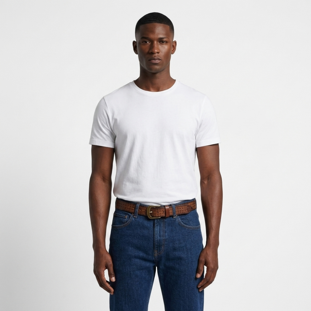 Malvern – Embossed Pin Buckle Leather Belt