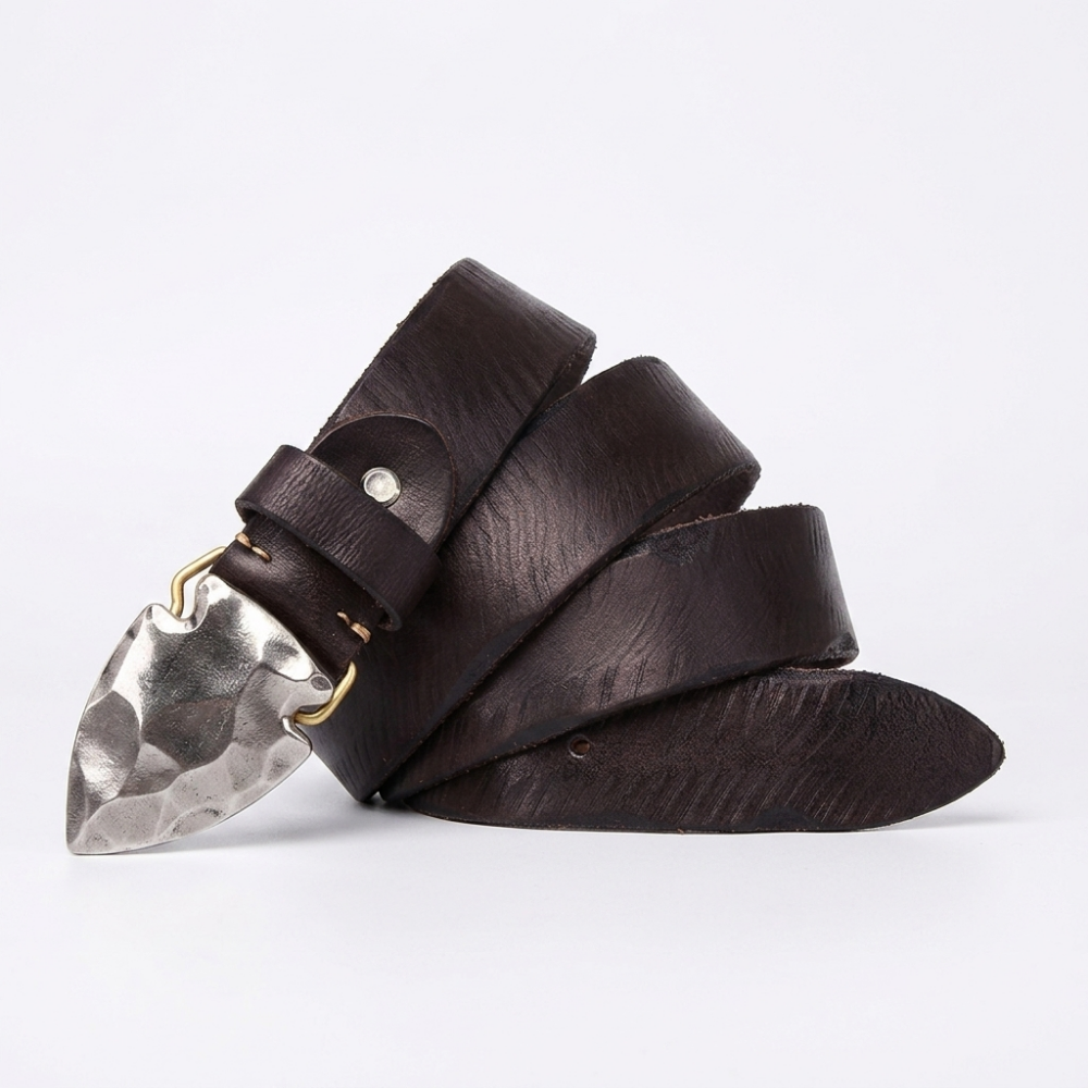 Anvil – Hammered Buckle Leather Belt — Black