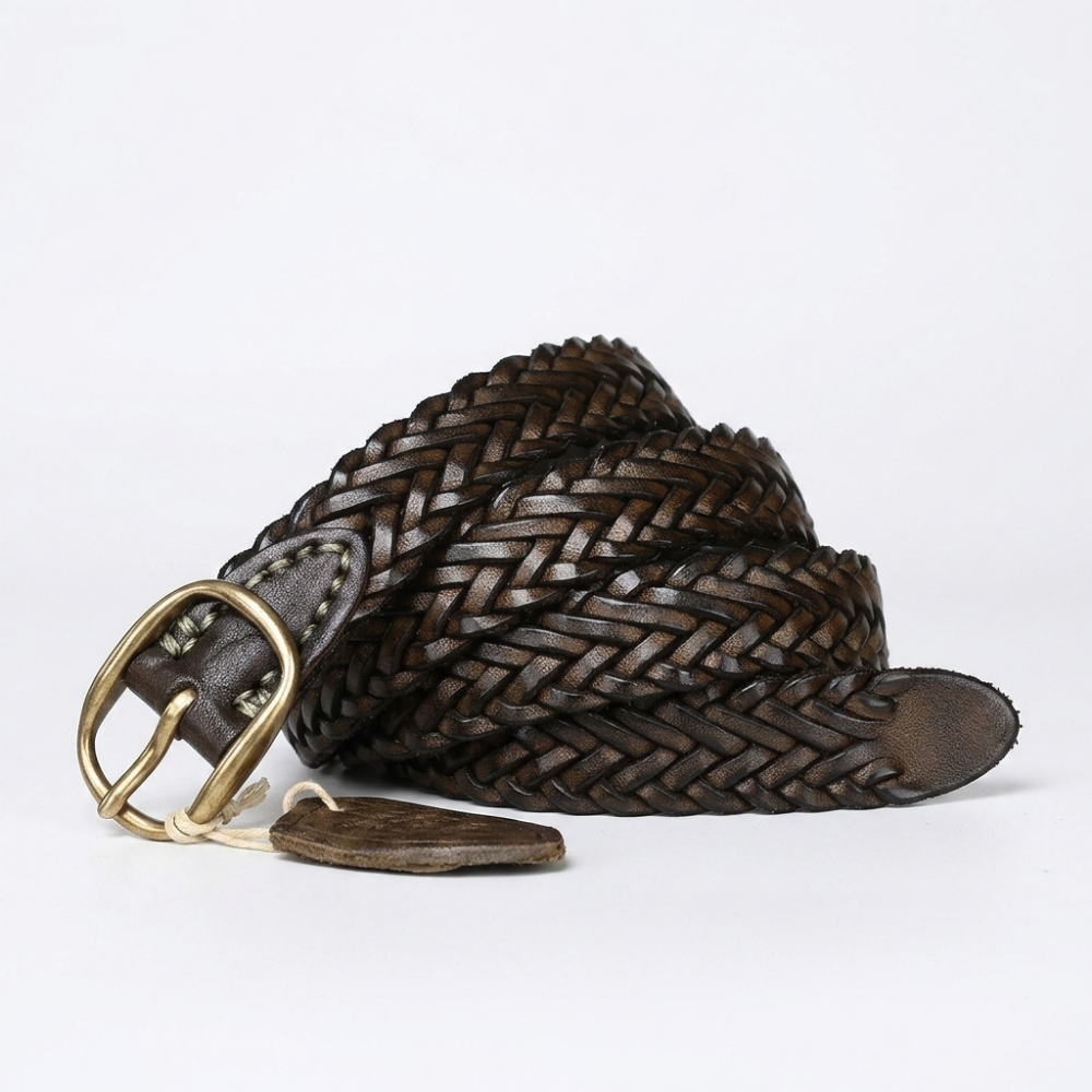 Fennel – Braided Leather Belt — Army Green