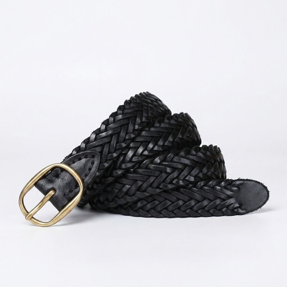 Fennel – Braided Leather Belt — Black