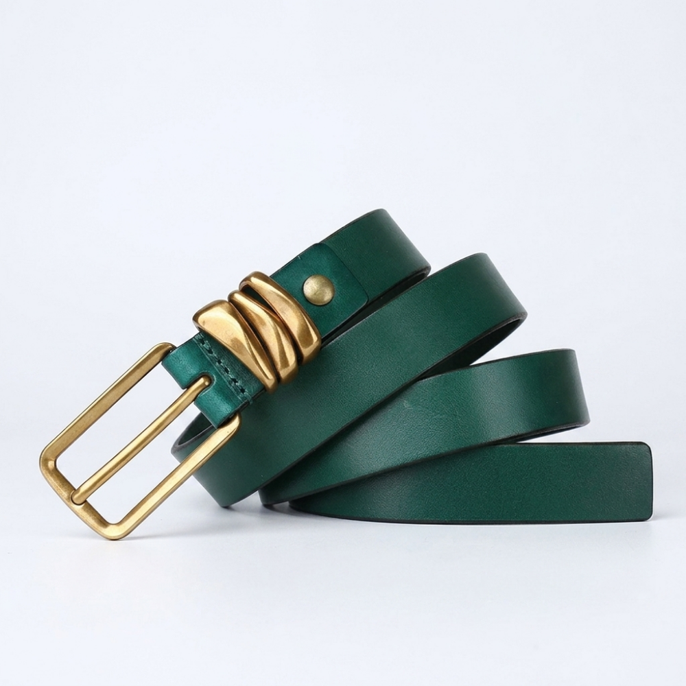 Tallow – Antique Buckle Leather Belt — Green