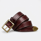 Rookwood – Stitched Grained Leather Belt — Burgundy