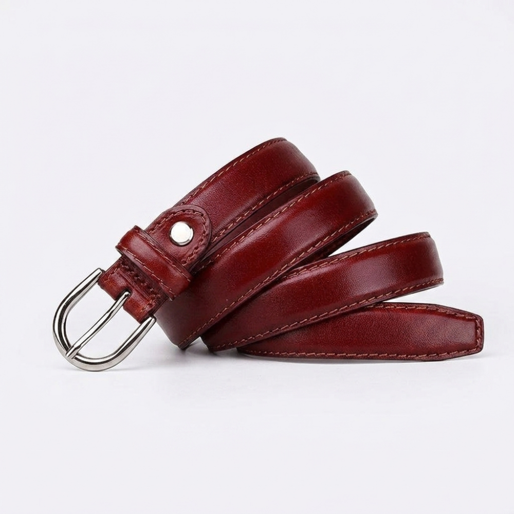 Keldon – Pin Buckle Leather Belt — Burgundy