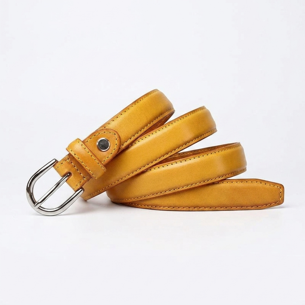 Keldon – Pin Buckle Leather Belt — Yellow