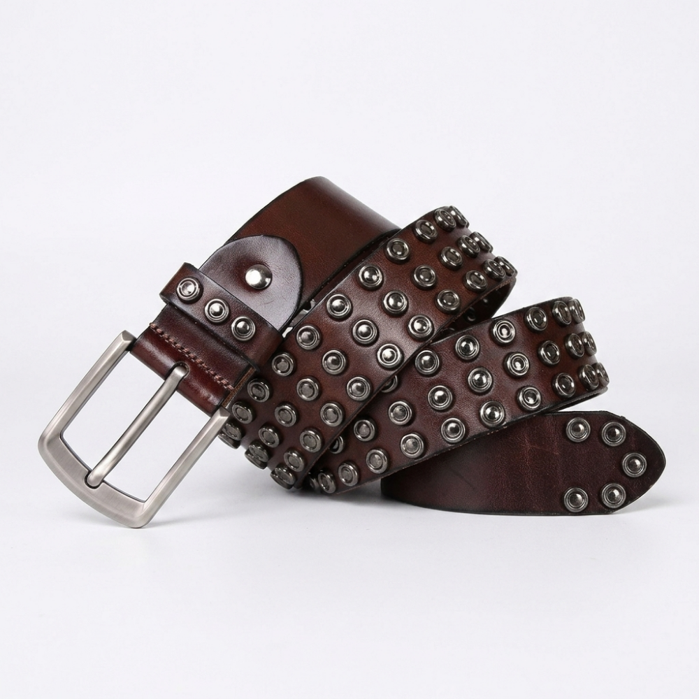 Oxley – Grommet Leather Belt — Dark Brown