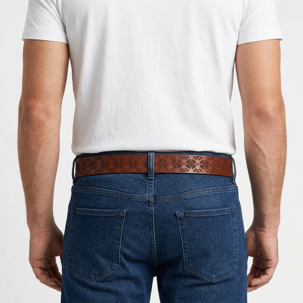 Kestrel – Embossed Pin Buckle Leather Belt