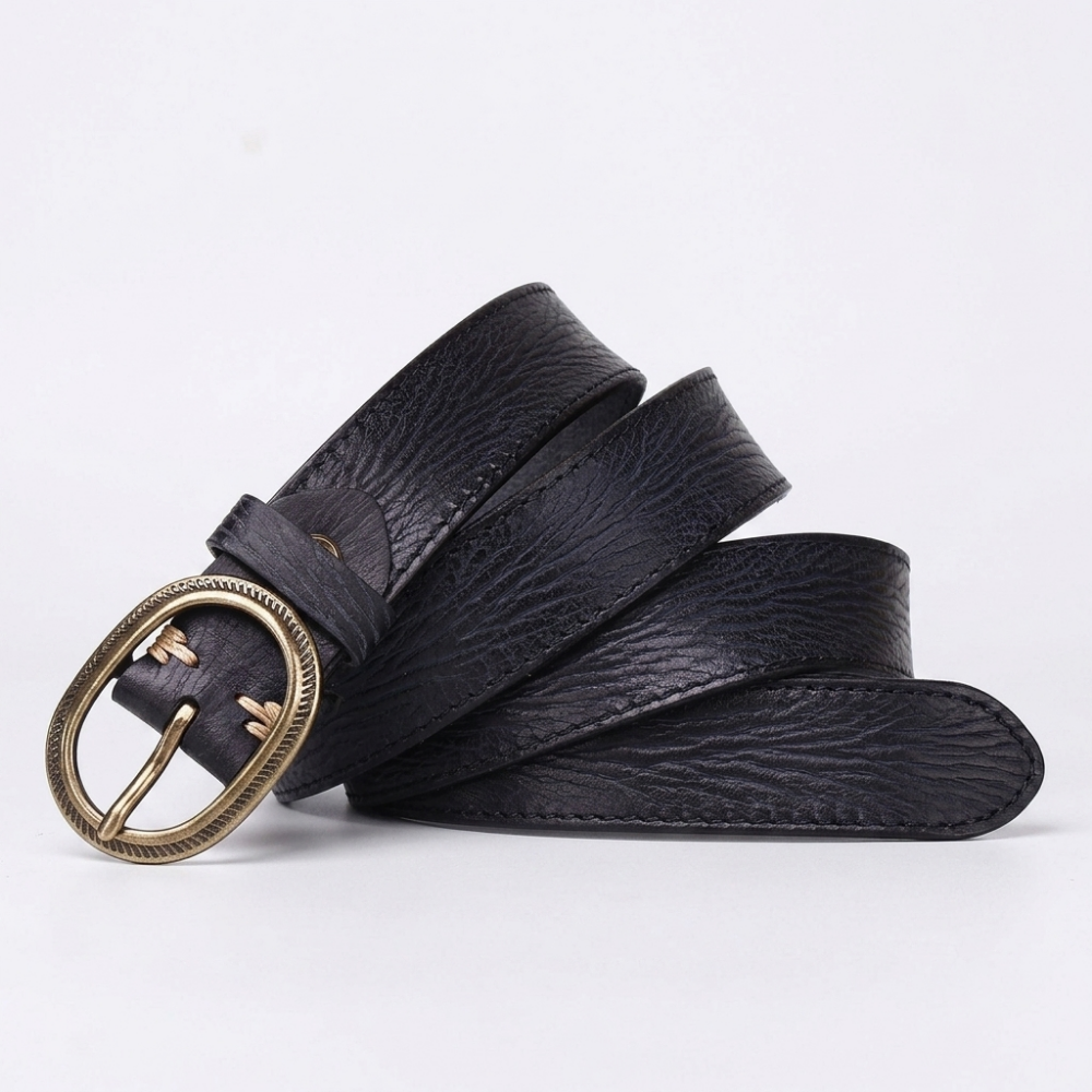 Wrenfield – Carved Buckle Leather Belt — Black