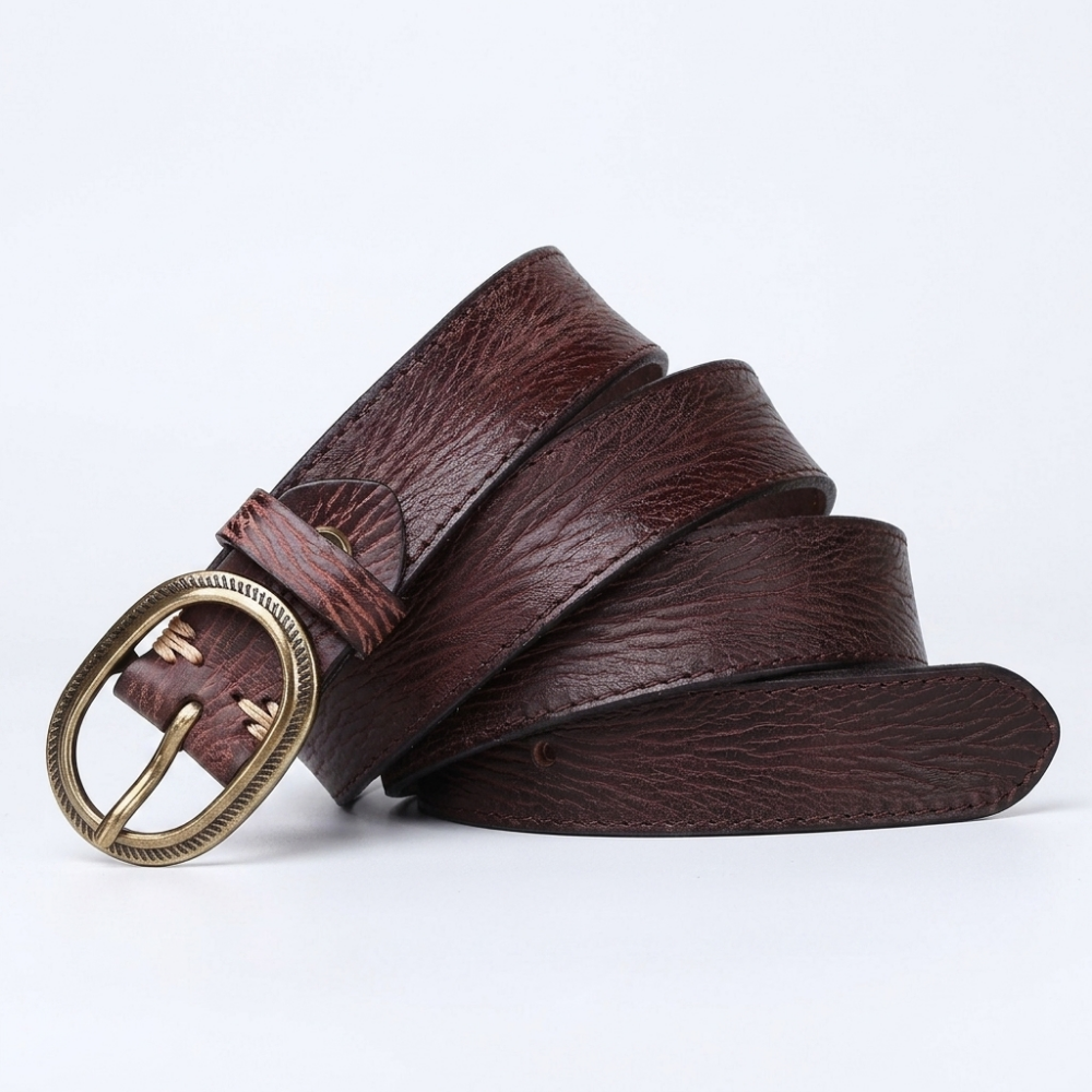 Wrenfield – Carved Buckle Leather Belt — Dark Brown