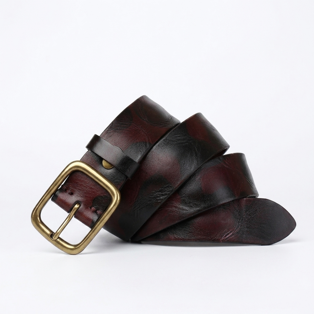 Kaldor – Camouflage Leather Belt — Dark Brown
