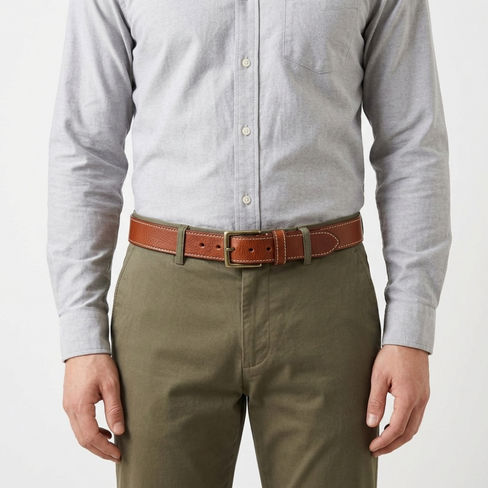 Stonegate – Stitched Pin Buckle Leather Belt