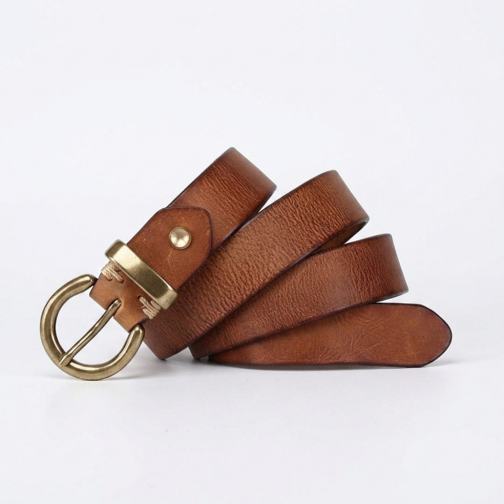 Eldridge – Antique Finish Leather Belt — Khaki