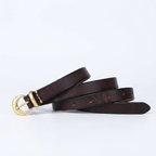 Oatfield – Slim Pin Buckle Leather Belt — Dark Brown