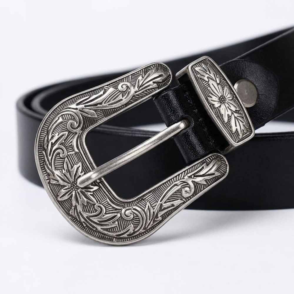 Galloway – Engraved Buckle Leather Belt