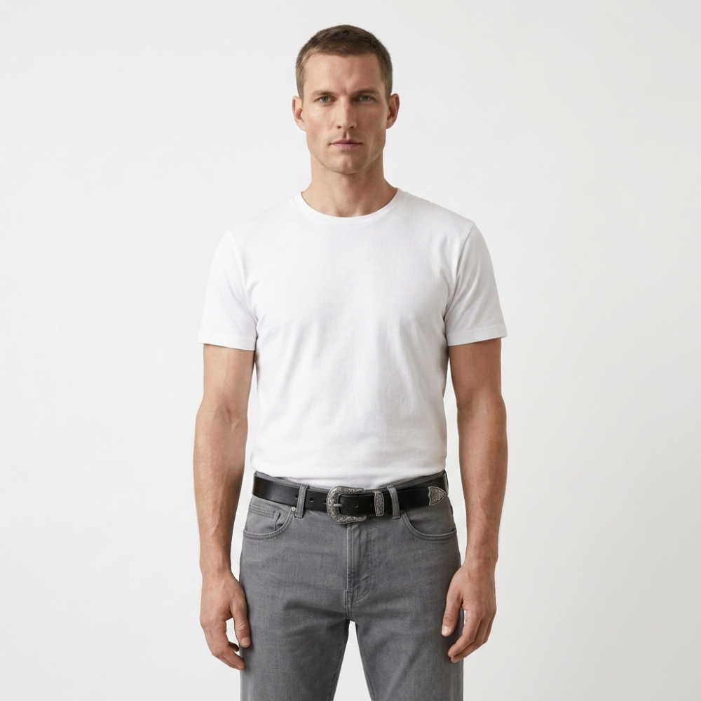 Galloway – Engraved Buckle Leather Belt