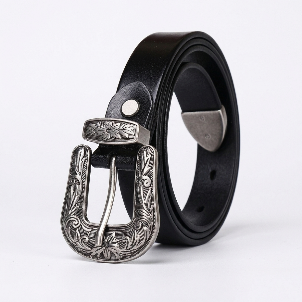 Galloway – Engraved Buckle Leather Belt