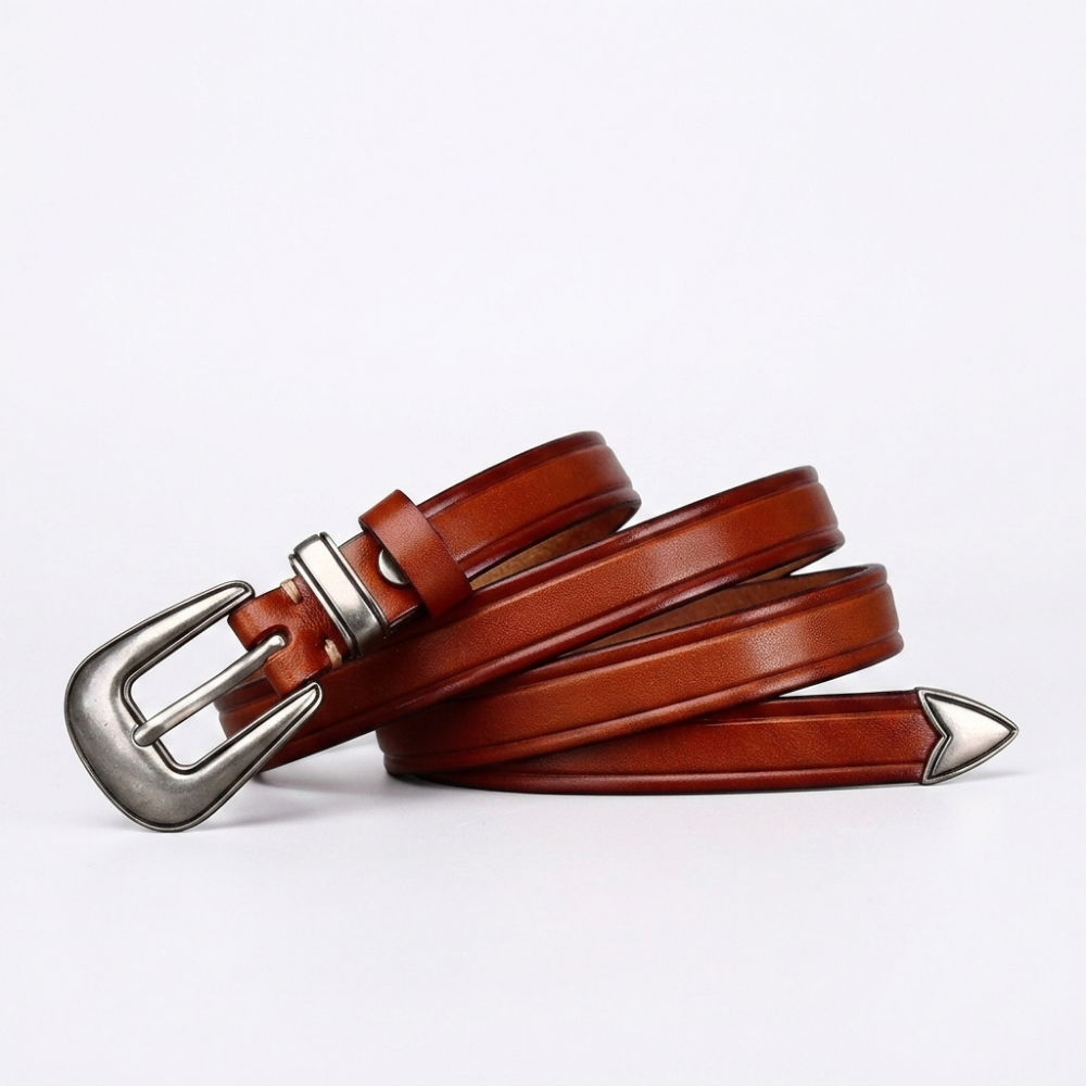 Dovetail – Slim Pin Buckle Leather Belt — Khaki