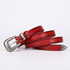 Dovetail – Slim Pin Buckle Leather Belt — Red