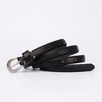 Mossfell – Slim Pin Buckle Leather Belt — Black