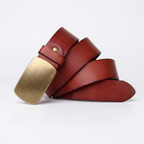 Kielder – Plate Buckle Leather Belt — Brown