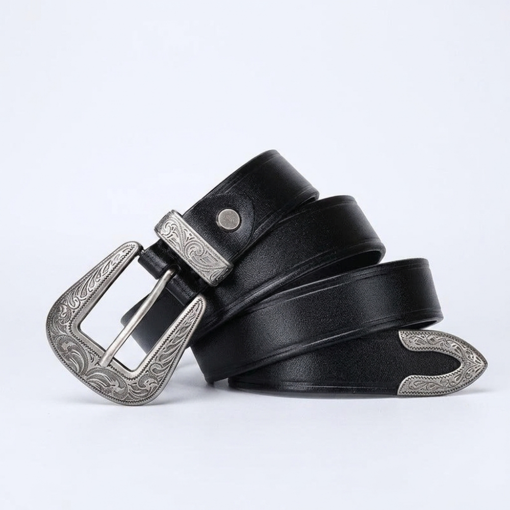Sunder – Antique Finish Leather Belt — Black