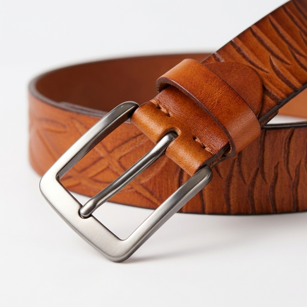 Cragford – Embossed Pin Buckle Leather Belt