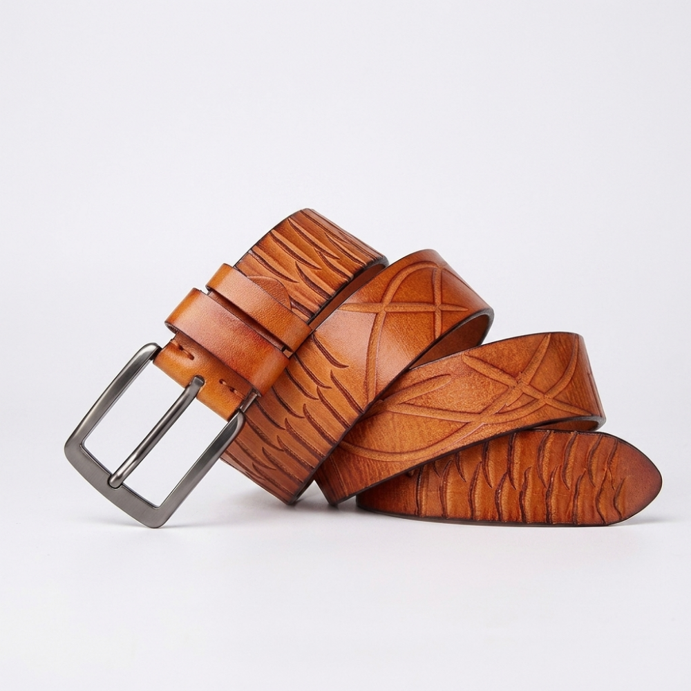 Cragford – Embossed Pin Buckle Leather Belt