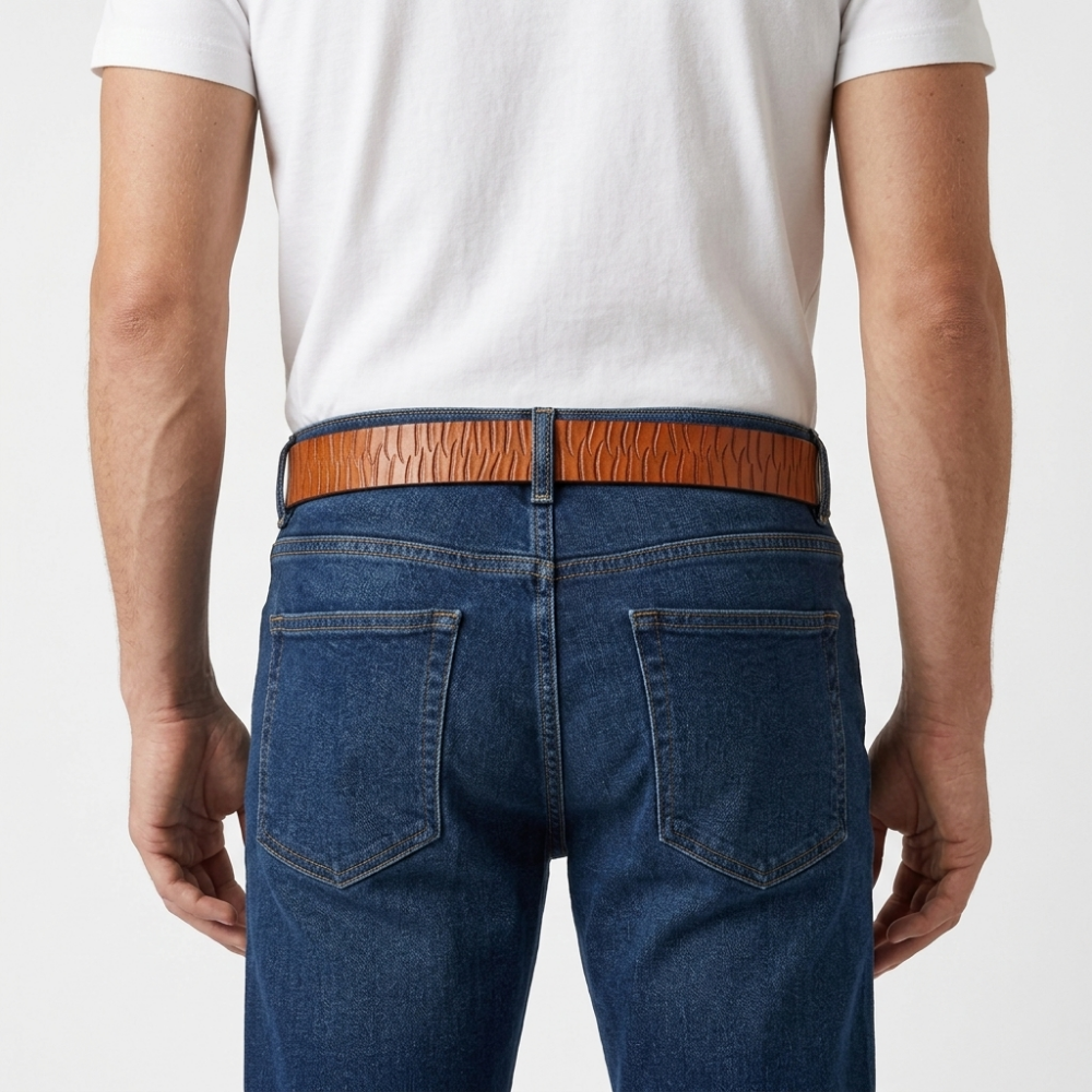 Cragford – Embossed Pin Buckle Leather Belt