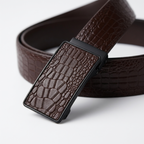 Lowland – Crocodile-Embossed Auto Buckle Leather Belt