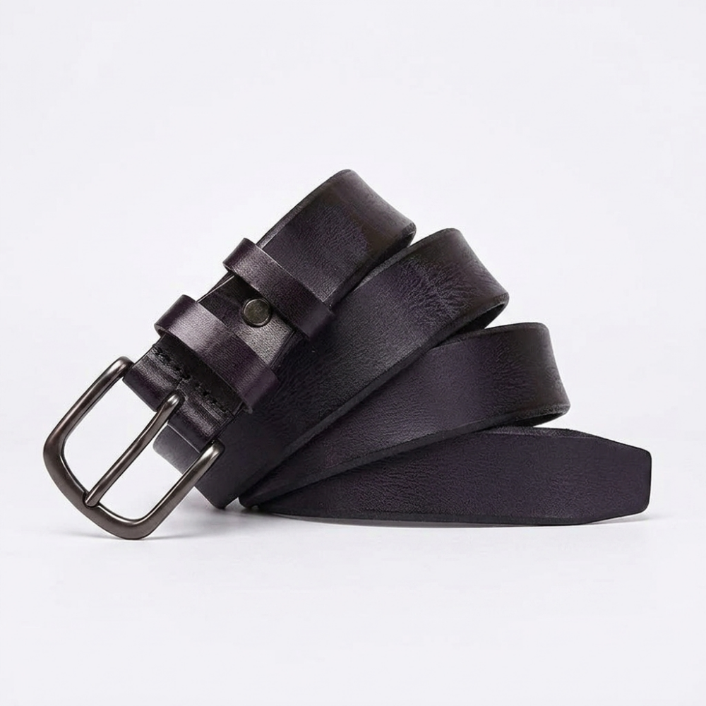 Fendrick – Pin Buckle Leather Belt — Black