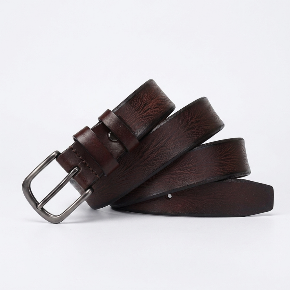 Fendrick – Pin Buckle Leather Belt — Dark Brown