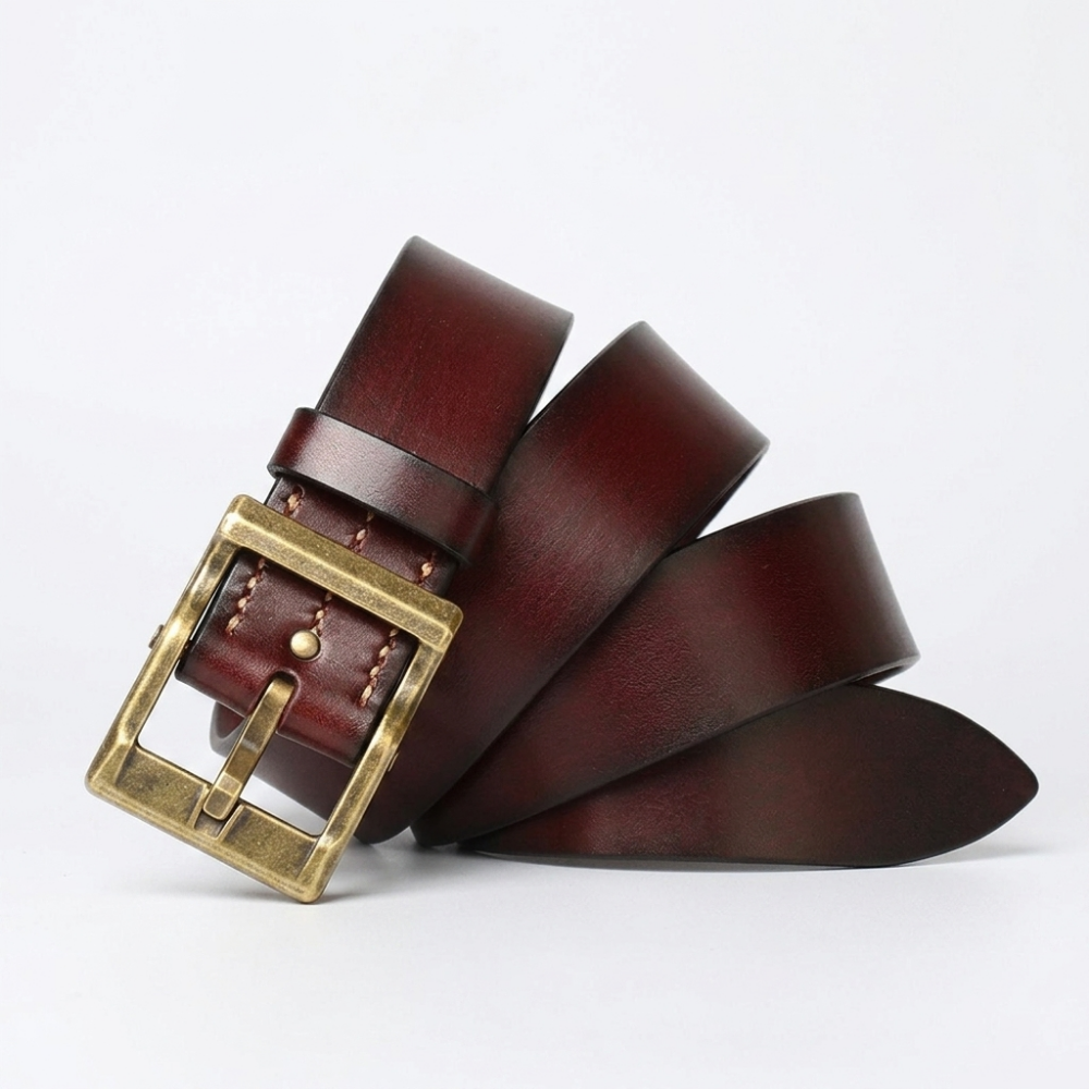 Hemlock – Pin Buckle Leather Belt — Burgundy