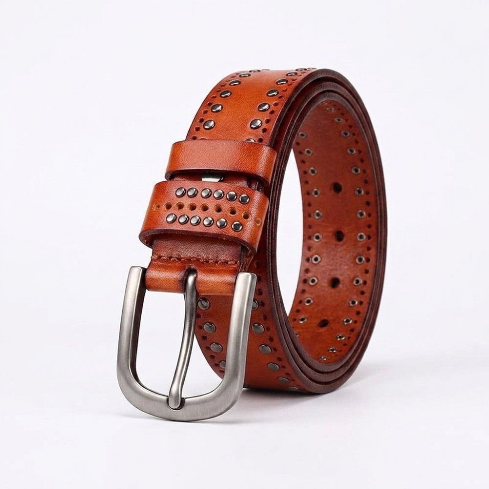 Rookstone – Studded Pin Buckle Leather Belt