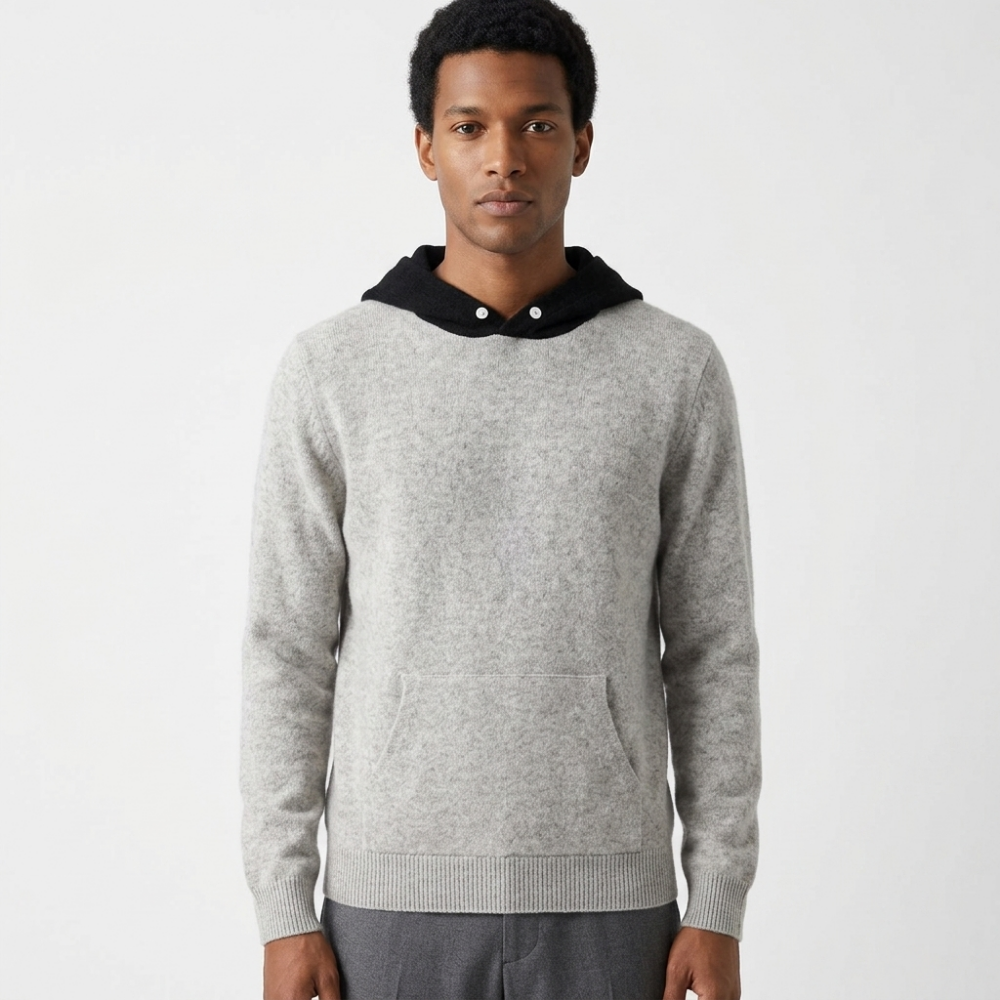 Arden - Merino Wool Hoodie — Gray/Black