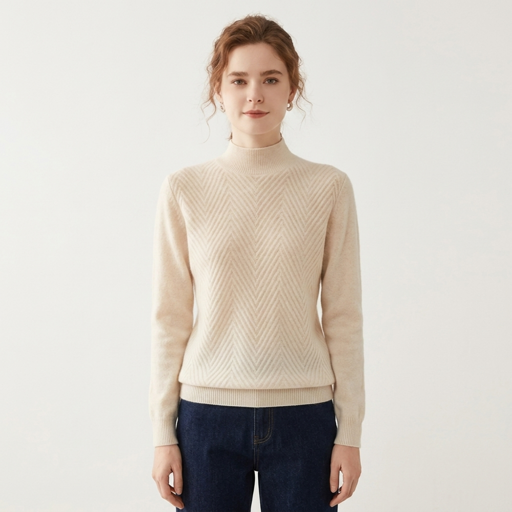 Arlo - Cashmere Wool Mock Neck Sweater — White