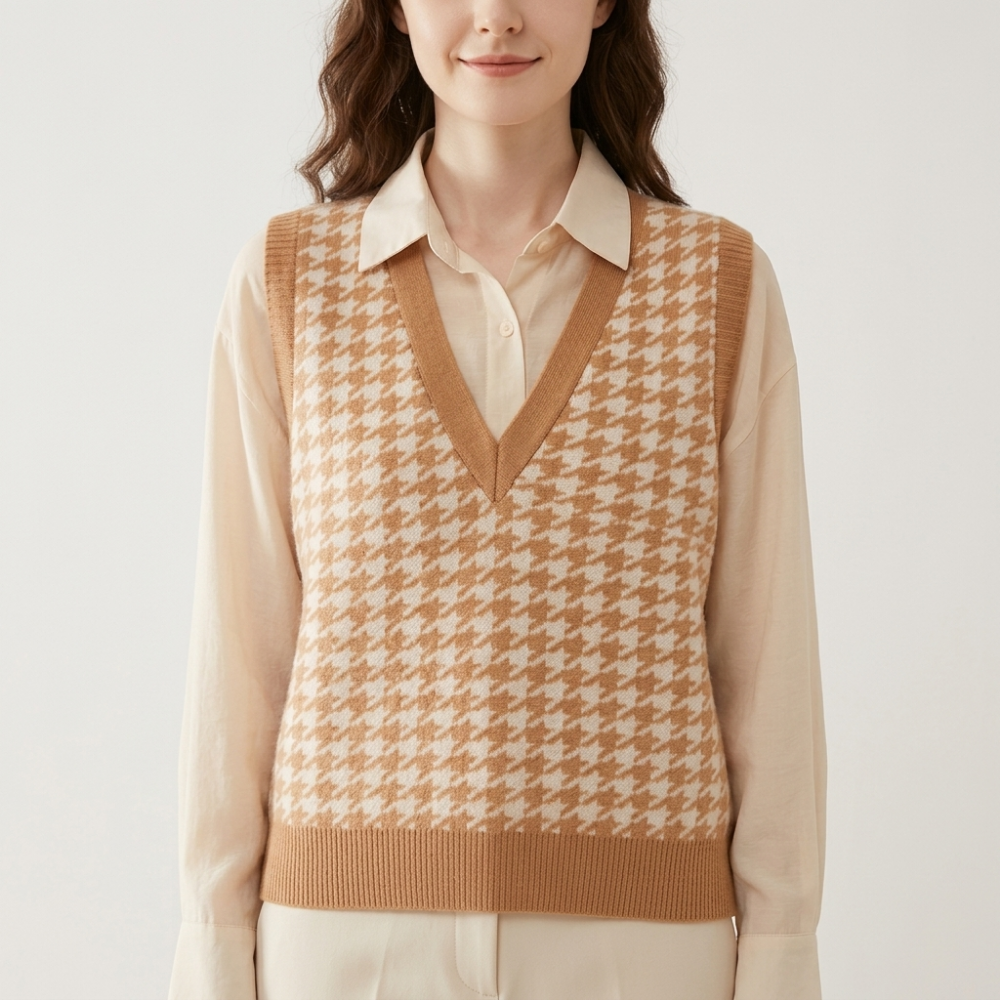 Harper - Cashmere Wool Houndstooth Vest