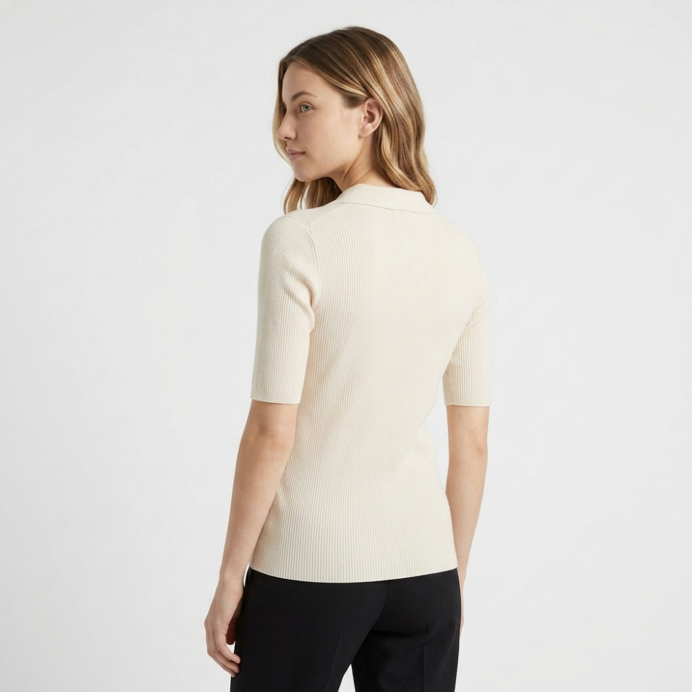 Elise - Worsted Wool Polo Knit