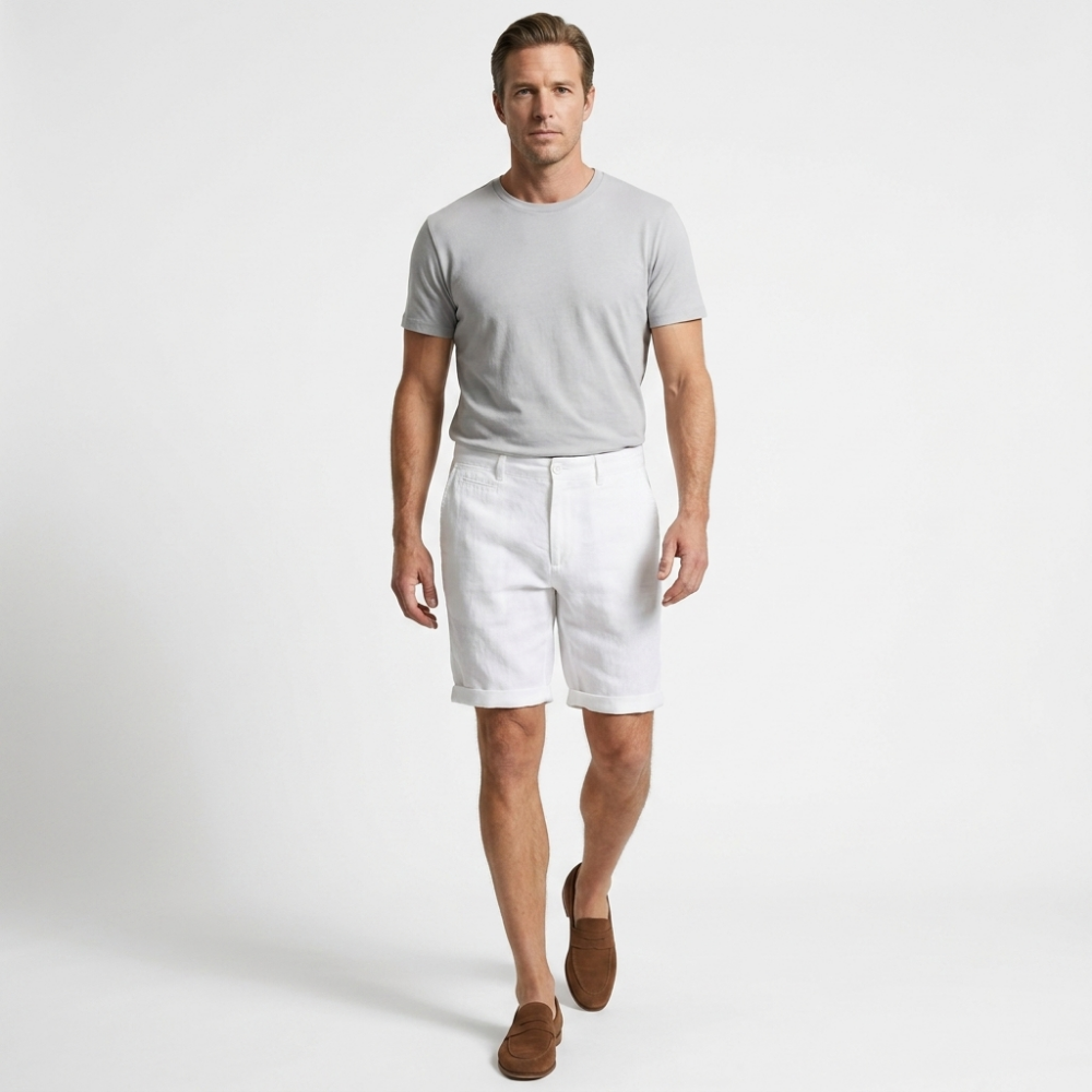 Coastal - Linen Shorts — White